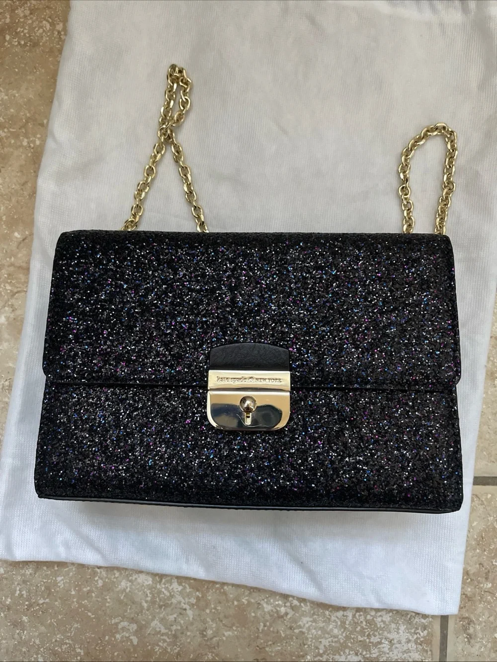 Kate Spade Sunset Lane Eden Glitter Crossbody Bag ✨ Black EUC
